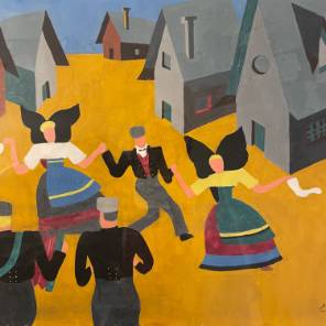 Oil on paper, `Dancing In The Streets`
